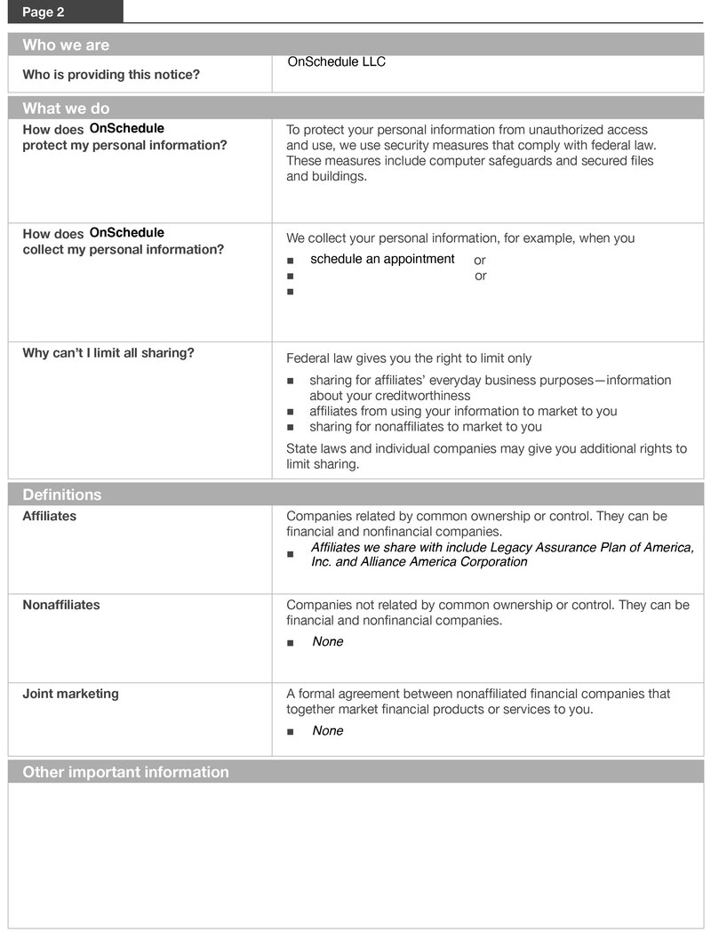 Privacy policy page 2